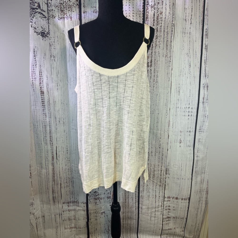 NWT Michael By Michael Kors Cream Colored Tank Top, Gold Rings, Lightweight, XL